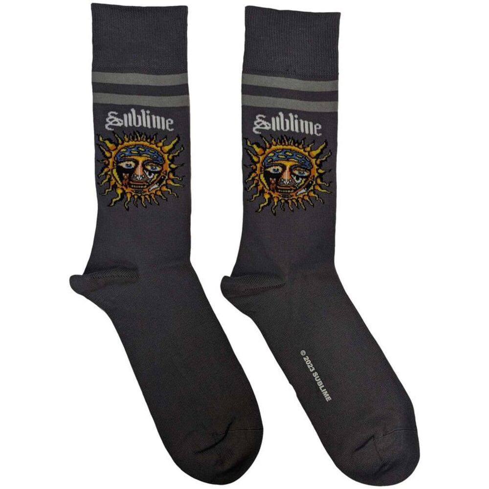 Sublime Unisex Adult Sun Socks / Charcoal Grey/Yellow